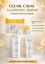 Paquete de cuidado de la piel de caléndula conjunto de 4 piezas crema facial tónico jabón lavado piel sensible