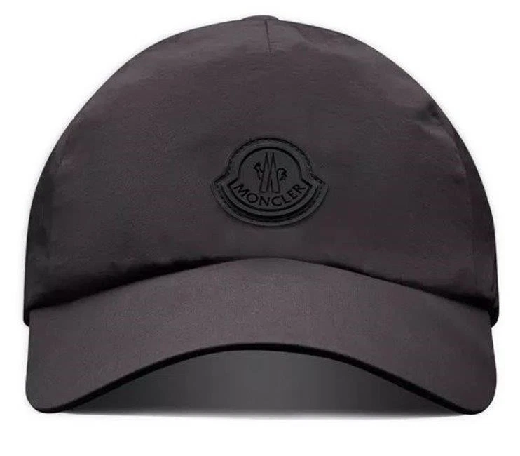 NEW MONCLER BLACK TECHNICAL NYLON SILICONE LOGO BASEBALL CAP HAT MEDIUM Moncler Baseball Cap in Black | FWRD main image 2