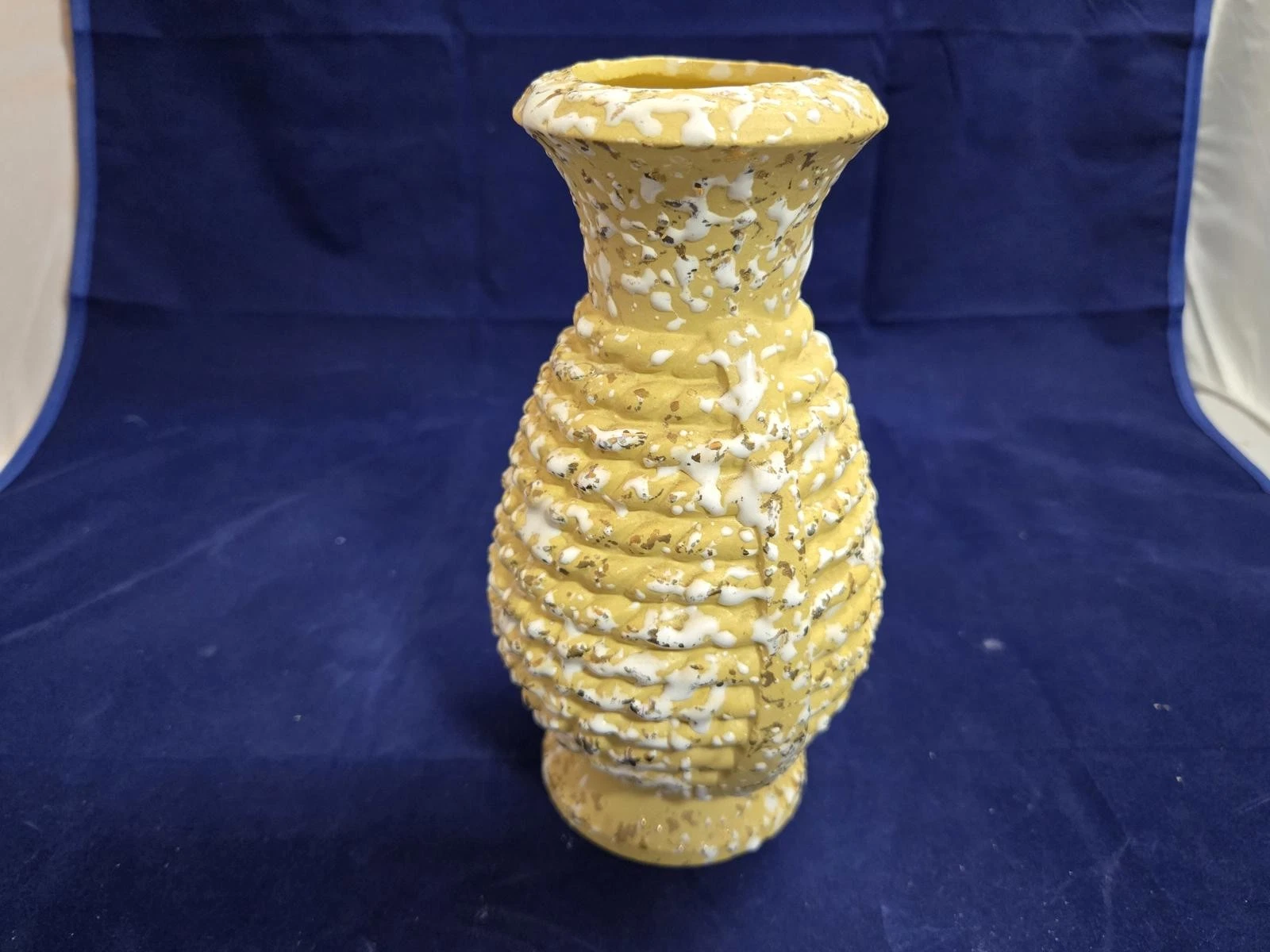 MCM Yellow & Gold Textured Splatter Vase