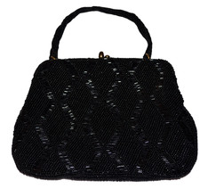 Vintage Black Beaded Elegant Evening Purse bag by Walborg