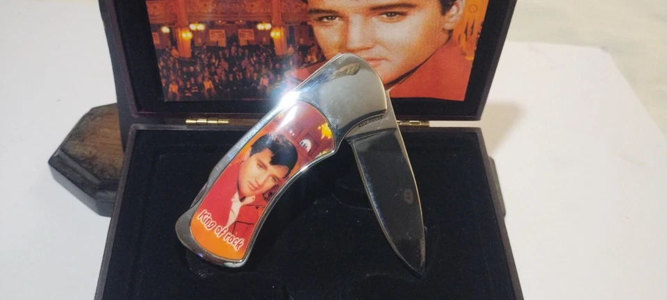Cuchillo Elvis Presley 440 de acero inoxidable con estuche  Foto 3 de 4