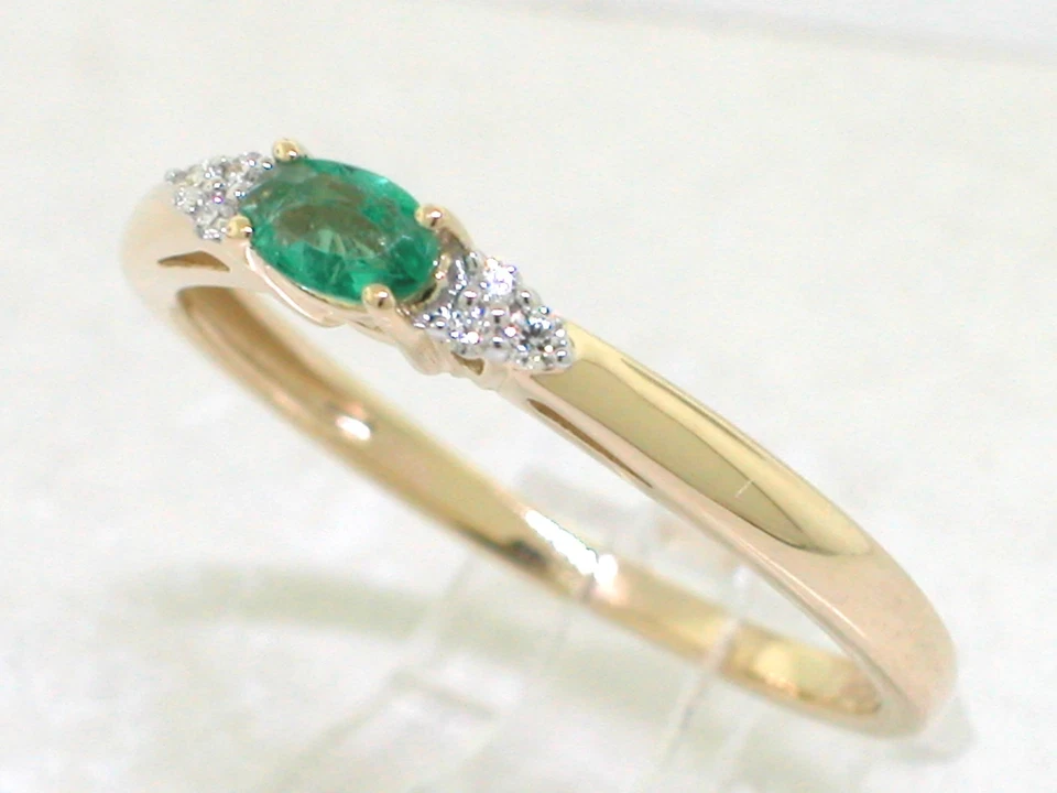 Exclusiver Smaragd Ring 585 Gelbgold 14Kt Gold natürlicher Smaragd  6 Brillanten - Bild 2 von 4