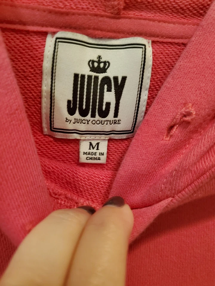 Moletom com capuz JUICY 100% algodão rosa, tamanho M (juniores) - Imagem 3 de 3