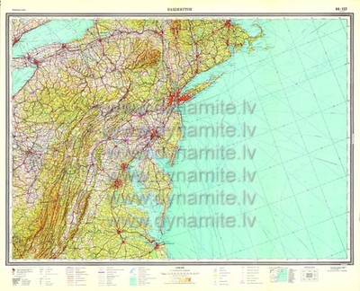 Soviet Russian Topographic Map WASHINGTON USA 1 : 1 000 000 Ed.1969 POSTER PRINT