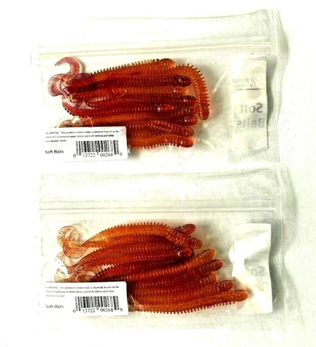 2 PAQUETES Jed Welsh 4" Acanalado Cola Rizada Gusano Rojo Naranja Renegado Rojo Brillo 10ct - Imagen 2 de 11