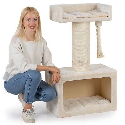 HAPPYPET Kratzbaum stabil 103 cm für große Katzen | Premium Qualität 18cm Stamm