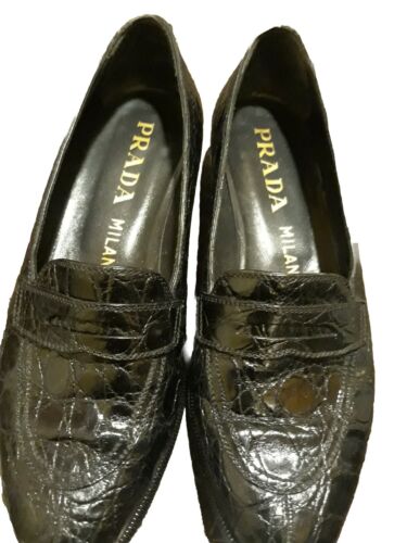 $3200 Prada Genuinos Cocodrilo Cocodrilo Mocasines Negros Mujer Talla 36. - Imagen 3 de 7