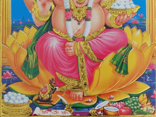 Gold Foil Embossed Hindu God Picture * LORD GANESH * Approx. 13.3 cm x 18.4 cm - Picture 3 of 3