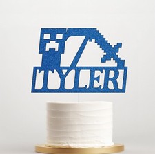 Mine Glitter Cake Topper, Personalised Children?s Birthday Party Decoration