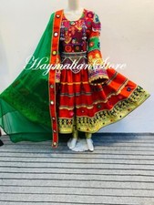 AFGHAN DRESS, THREE Pieces Gully Bakhmal Dress With Mulit color Work,
