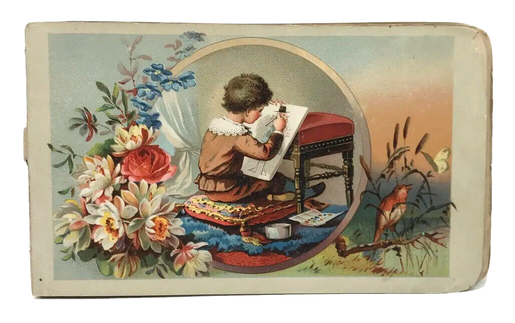 Antique Victorian Scrapbook Album Signed Die Cuts Grand Island NE