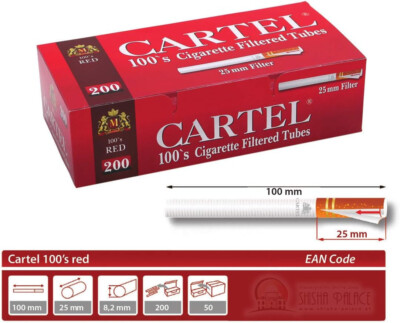 Cartel Filterhülsen 100s 25mm Zigarettenhülsen  100mm (4000 Stück - 20 x 200)