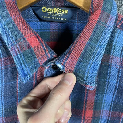 VINTAGE 70s OshKosh B'gosh Cotton Flannel Shirt L Plaid USA VINTAGE 70s OshKosh B'gosh Cotton Flannel Shirt L Plaid USA