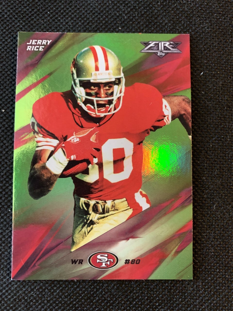 2015 Topps Fire Flame Foil Insert # 29 Jerry Rice - RARE GREEN - Number 141/199 