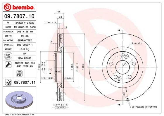 2X Brembo 09.7807.11 Bremsscheibe FüR Renault-image