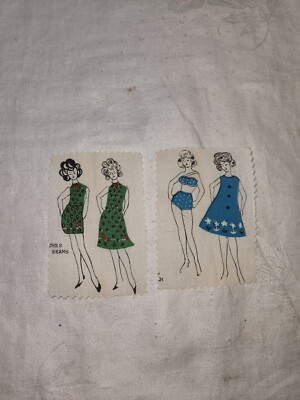 Vintage 1960s Mod Barbie Style Fabric Linen Pieces Dress Clothes Patterns