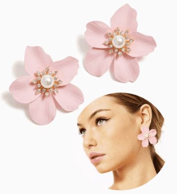 LILLY PULITZER Oversized Pearl Orchid Flower Earrings NEW WITH GIFT BAG