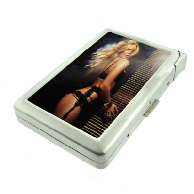 Ohio Pin Up Girls D10 Cigarette Case with Built in Lighter Metal Wallet 