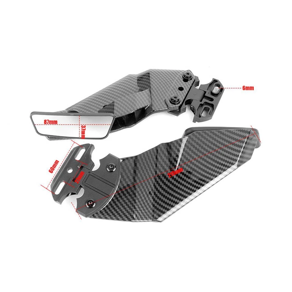 Espejos retrovisores laterales completos de fibra de carbono para Yamaha YZF R1 R3 R6 Foto 2 de 4