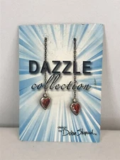 Vintage Debra Shepard Swarovski Heart Sterling Threader Earrings