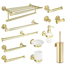 Brushed Gold Stainless Steel Towel Bar Rack Toilet Paper Holder Towel Rack Hook