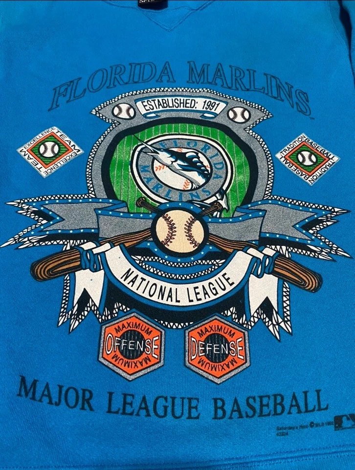 Vintage 1992 Florida Marlins Crew Neck Sweater Mens Size Medium CR - Image 4 of 4