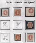 US 1850s-1860s COLLECTION OF 32 POSTAL STARTIONERY CUT SQUARES MINT & USED