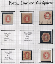 US 1850s-1860s COLLECTION OF 32 POSTAL STARTIONERY CUT SQUARES MINT & USED