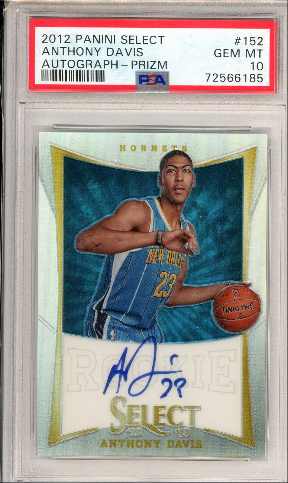 2012-13 Panini Select Autographs Silver Prizm Anthony Davis PSA 10 /99 #152 RC