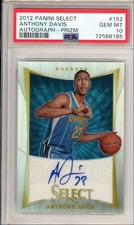 2012-13 Panini Select Autographs Silver Prizm Anthony Davis PSA 10 /99 #152 RC