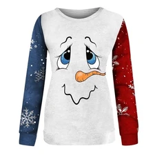 Christmas Style Sweatshirt Print Women Fashion Casual Long-Sleeved Printed