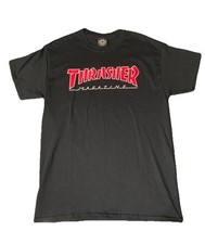 NEW THRASHER MAGAZINE black t shirt Retro Skate outlined Skateboarding men's M
