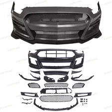 Front Bumper Cover Grille Lip Conversion GT500 Style Fit 2018-2023 Ford Mustang