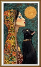 DIY Bead embroidery kit "Beauty and the Cat" Black Kitty Craft Art Unique Gift