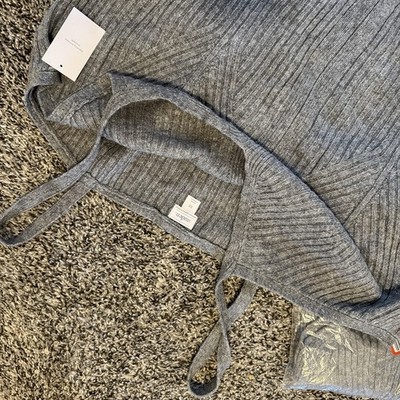 nudeln Gray Ribbed Knit Wool Cashmere Cropped Sleeveless Tank Top XS
