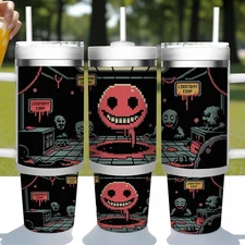 Lobotomy Corp Meme 40oz Tumbler, Retro Pixel Art Horror Design, Viral Game Fan C