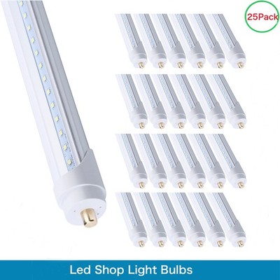 25 Pack 8FT Led Shop Light 45W Bulbs ,Led Tube Light FA8 T8 T12 Single Pin 6000K