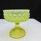 Fenton Topaz Opalescent Hobnail Comport Candy Dish GLOWS!! 1959 NO LID  P139