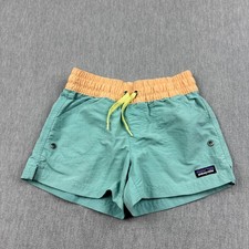 Patagonia Shorts Kids Girl Small Green Yellow Costa Rica Baggies Unlined 67088