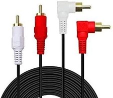 2RCA Cable,10ft Gold Plated 90 Degree Right Angle 2-Male to 2-Male RCA Audio