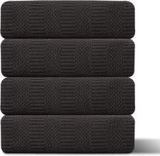 4 Piece Oversized Bath Towels Set 35x70 Inches, Black Brown Extra Large Soft