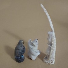 Zuni Darrin Boone Signed Bird Stone Carving Plus 2 Unsigned Figurines Lot