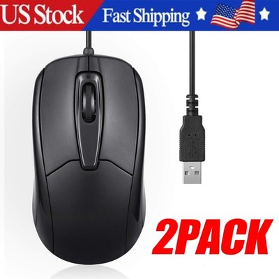 USB 2.0 Optical Wired Scroll Wheel Mouse  PC Laptop Notebook Desktop Black
