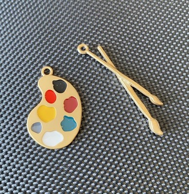 Painter Palette & Brush Metal Charm Pendant New