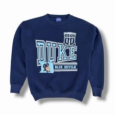 Vintage 90s Duke University Blue Devils Crewneck Sweatshirt Blue Size Medium