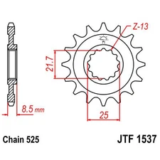 42909 - FRONT TRANSMISSION ATTACHMENT SPROCKET compatible with Kawasaki Z 900
