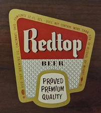 RedTop beer label proven premium quality from Red Top breweries Cincinnati Ohio