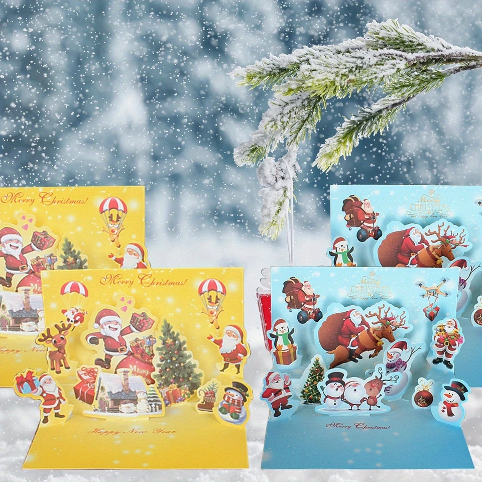 Juego de tarjetas de Navidad emergentes 3D 5/10x perfecto para saludos y regalos de temporada navideña Foto 4 de 4