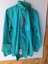 Men's NWT Arrow Company Green L/S Button Front Pinpoint Shirt 15-15-1/2 - 32/33