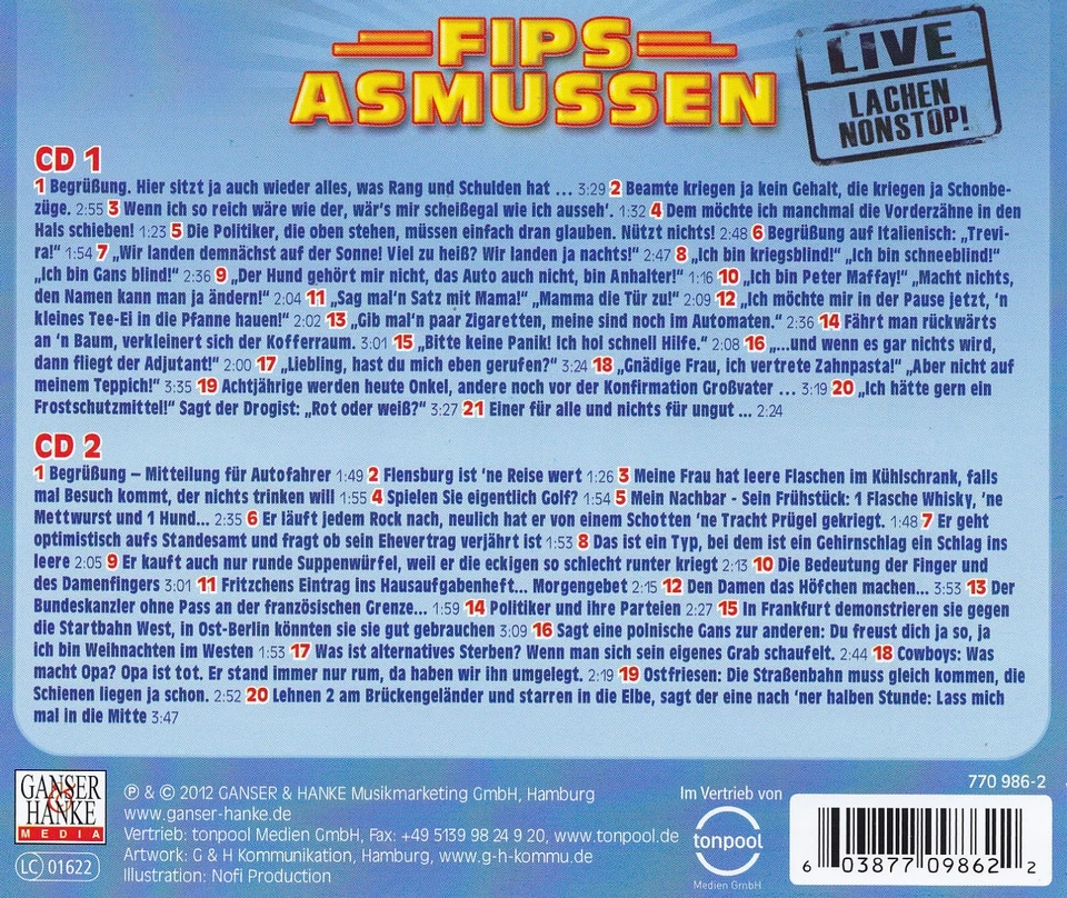 FIPS ASMUSSEN - 2 CD - LIVE - LACHEN NONSTOP ! - Das Beste - Folge 2 - Bild 2 von 2